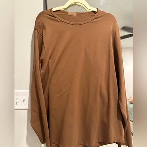 NWOT Nuuds brand long sleeve brown casual shirt
